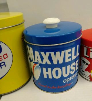 Vintage J.  L.  Clark Pillsbury’s Domino Maxwell House Lipton Tea Canister Set 4