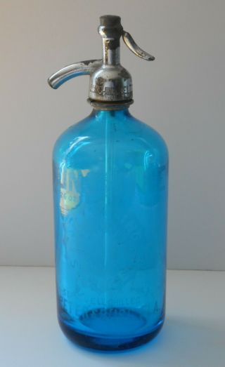 Antique Czech Sunshine Seltzer,  St.  Petersburg,  Fl Blue 26 Oz Soda Siphon Bottle