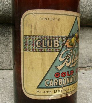 BLATZ Prohibition 1924 Club soda Water Bottle with Label.  Milwaukee Wisconsin. 4