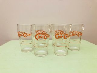 Vintage Enjoy Cas Cola Soda Fountain Glasses Rare - Set Of 6 With Syrup Line