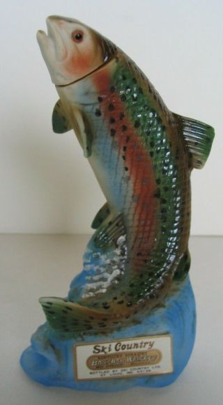 RAINBOW TROUT FISH SKI COUNTRY MINI 1976 DECANTER,  BOX WISCONSIN TAX STAMP 2