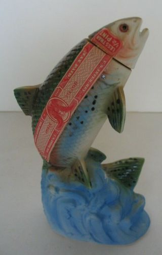 RAINBOW TROUT FISH SKI COUNTRY MINI 1976 DECANTER,  BOX WISCONSIN TAX STAMP 3