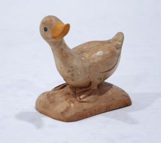 Vintage Hand Painted Carved Folk Art Wood Duck 1934 Signed E.  H.