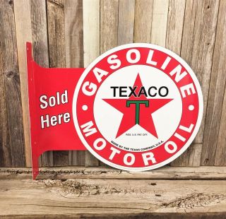Texaco Motor Oil Flange Metal Tin Sign Large Vintage Style Garage Man Cave