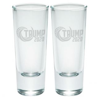 Election Re - Elect Donald Trump 2020 Swoosh Etched Shot Glass Shooter Set Of 2