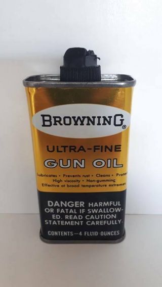 Vintage Oil Can Browning Ultra - Fine Gun Oil Antique Oil Can 4oz 1/2 Full
