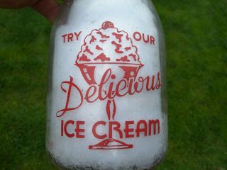 Kilmer Lusk WY Vintage Glass Quart Milk Bottle Pyro Ice Cream Dairy Advertising 3