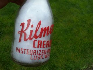 Kilmer Lusk WY Vintage Glass Quart Milk Bottle Pyro Ice Cream Dairy Advertising 5