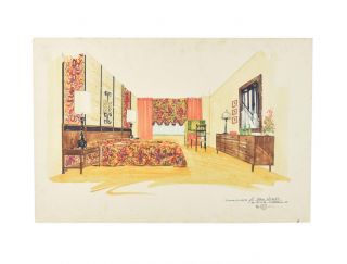 Mid - Century Modern Interior Design Painting Knoll Style Bedroom Furniture 2