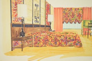 Mid - Century Modern Interior Design Painting Knoll Style Bedroom Furniture 4