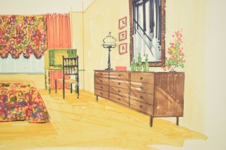Mid - Century Modern Interior Design Painting Knoll Style Bedroom Furniture 5