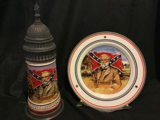 Robert E Lee Civil War Stein & Limited Edition Plate Set Budweiser