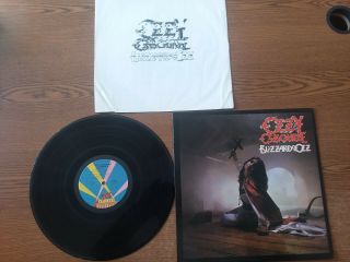 1981 - Rare Ozzy Osbourne Blizzard Of Ozz Jz 36812 & Sleeve Lp33