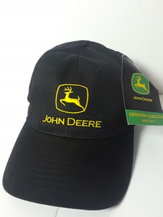 John Deere Black Construction Logo Snapback Cap Hat