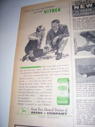 Vintage John Deere Advertising - Vitrea Nitrogen Fertilizer - 5 " X 14 " - 1960