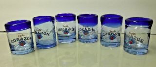 Tequila Corazon De Agave 2.  125 " Collectible Shot Glass X 6