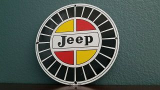 Vintage Willys Jeep Porcelain Gas Auto Service Overland Dealership Sales Sign