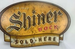 Shiner Bock Beer Here 30 " X 19 " Tin Sign Spoetzl Brewery,  Shiner Tx.