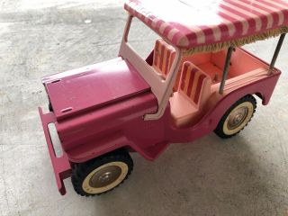 Vintage Tonka Pink Surrey Jeep Brand With Horse Trailer
