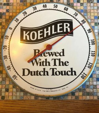 Koehler Beer Thermometer Vintage 1950 - 1970’s Tin Outdoor Thermometer,  No Glass