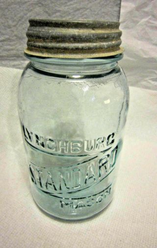 Lynchburg Standard Mason Quart Canning Jar Aqua