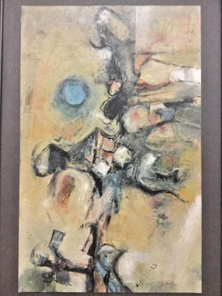 Val Laigo (1930 - 1992) Filipino Artist Oil Abstract Painting Signed & Dated 1963