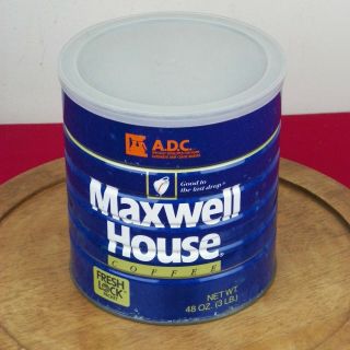 Vintage Maxwell House Coffee Metal Tin Can 3 Lbs Lid Good To The Last Drop