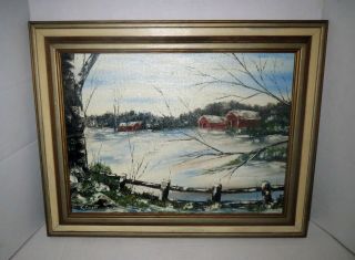 Old Master Mid Century Impressionist Snow Scape Painting Pennsylvania - Signed