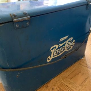 Vintage 1950’s Pepsi Cooler Blue embossed White lettering 2