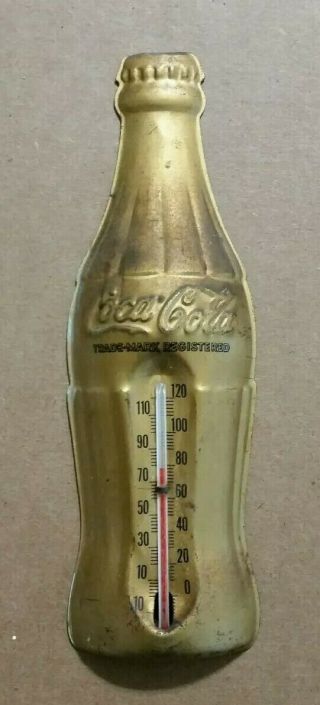 Coca - Cola Metal Bottle Shaped Thermometer,  Made In U.  S.  A. ,  1940 