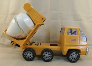 Vintage Pressed Steel Tonka Cement Mixer With Tilt Bed Yellow & White Truck 5