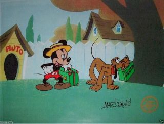 Disney cel Mickey Mouse Pluto Hand Signed Disney Sericel Cel MARC DAVIS 3