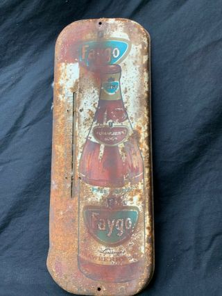 Vintage Faygo Strawberry Soda Thermometer 16” X 6” Detroit Michigan