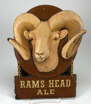 Vintage Rams Head Ale Beer Advertising Sign R - 20 Adam Scheidt Brewing Co