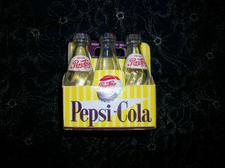 Vintage Miniature Pepsi Cola Six Pack Advertising Glass Bottles & Caps Carton