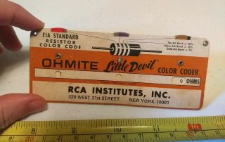 Vtg Rca Institutes Inc Nyc Ohmite Little Devil Advertising Resistor Color Guide