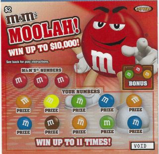 M&M ' S CANDY CHARACTER STATE LOTTERY Tickets Set of 5 fr.  NEBRASKA 2010 Extr.  Rare 4