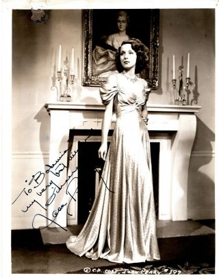 Actress Joan Perry,  Signed Vintage Studio Fshion Photo.