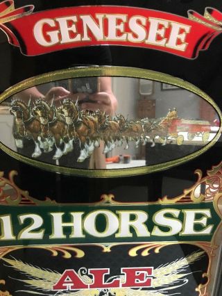 Vintage Genesee Beer 12 Horse Ale Advertising Mirror Sign Clydesdales 2