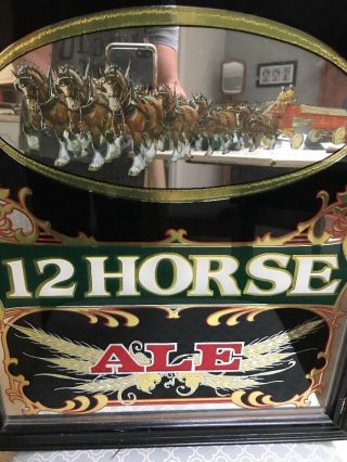 Vintage Genesee Beer 12 Horse Ale Advertising Mirror Sign Clydesdales 3