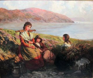 Fine & Large English 19th C.  Oil Painting Edward John Cobbott C.  1860