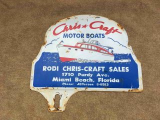 Vintage Chris Craft Wood Motor Boats Miami Beach Dealer License Plate Topper