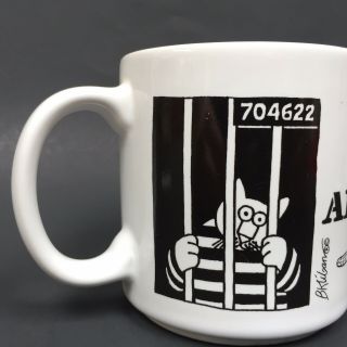 Kliban Cat Alcatraz Coffee Mug Al Cat Traz Jailed Kitty Ceramic 1989 Behind Bars 3