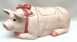 Vintage 3 Piece Pig Canister Set Cookie Jar Figural Cute Farmhouse Country