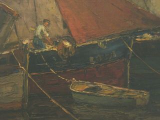 Andre Beronneau French Impressionist Oil Painting,  Fishing Boats,  Sete,  Listed 4