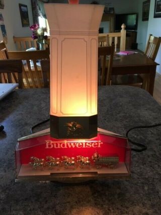 Vintage Budweiser On - Tap 15” Electric Lighted Beer Bar Sign Clydesdale Horse
