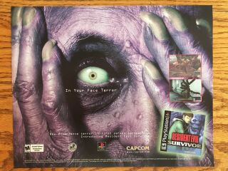 Resident Evil: Survivor Ps1 Psx Playstation 1 2000 Vintage Poster Ad Print Art