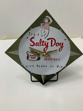 Vintage Canada Dry Soda Clock Sign Salty Dog Liquor Advertisement