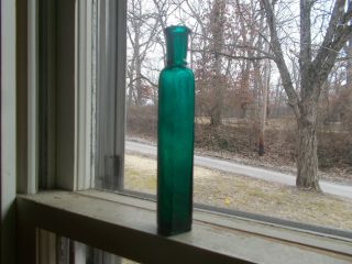 Teal Color 1890s Perfume Cologne Bottle C.  L.  G.  Co Glass Mark