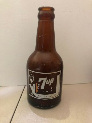 Vintage 7up Brown Bottle Houston Texas Art Deco Design